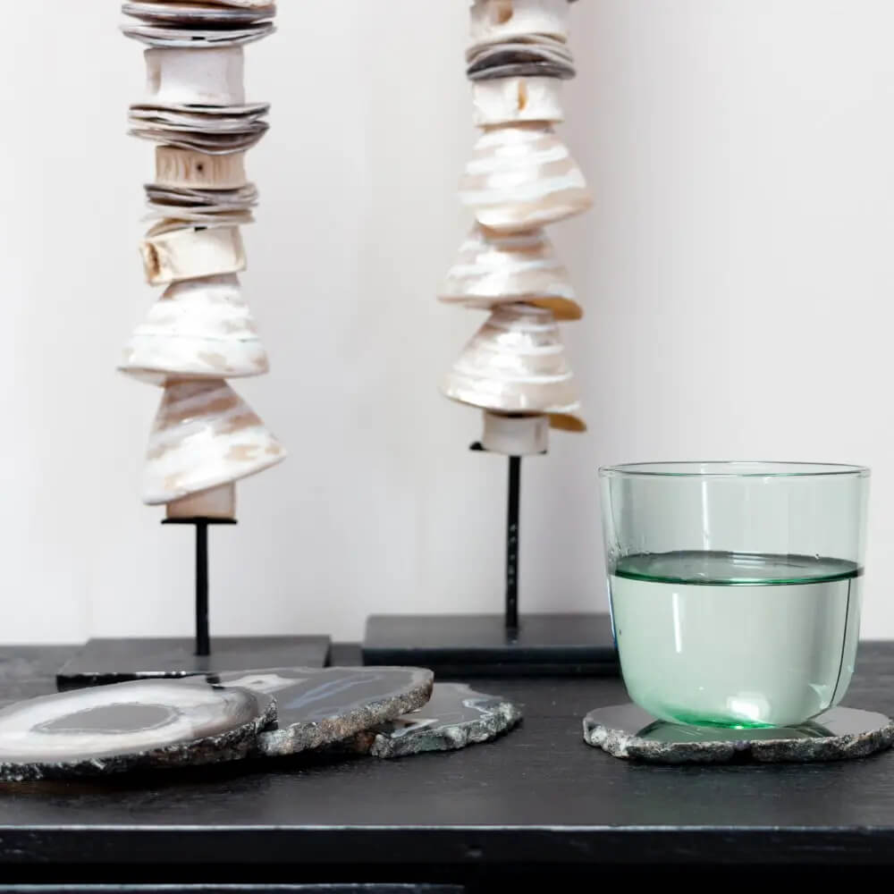 Coaster Black Agate Stone - 4 Set