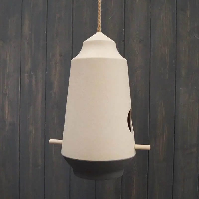 Earthy Natural/Anthracite Bamboo 2-Tone Hanging Birdhouse