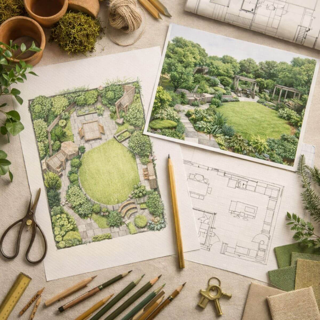 |3D Garden Design Render of a Family Garden