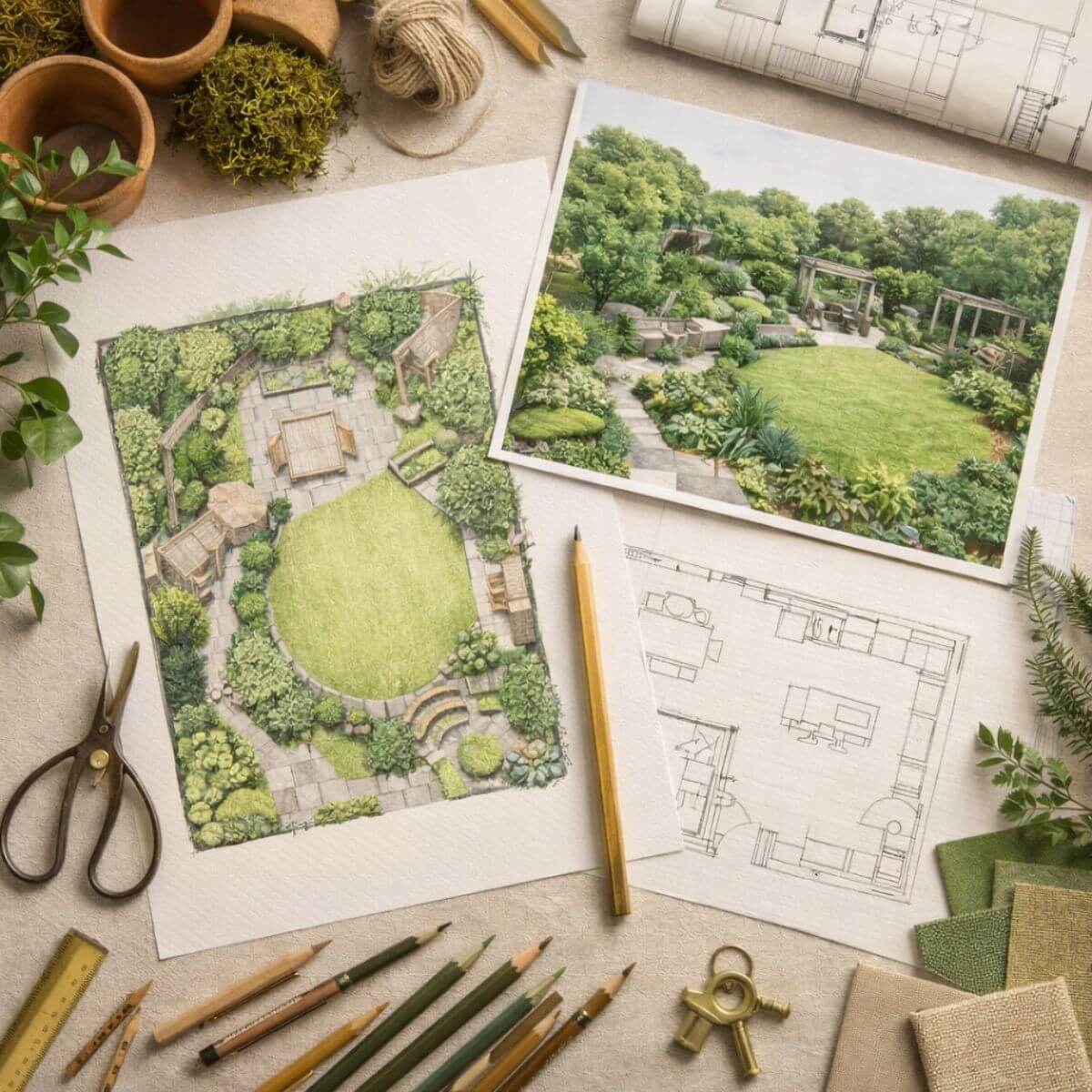 |3D Garden Design Render of a Family Garden