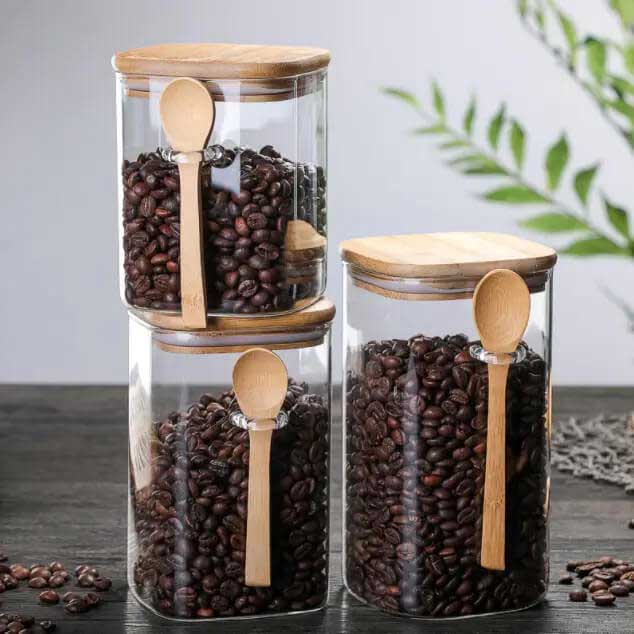 Kitchen Storage Box with Bamboo Lid & Spoon
