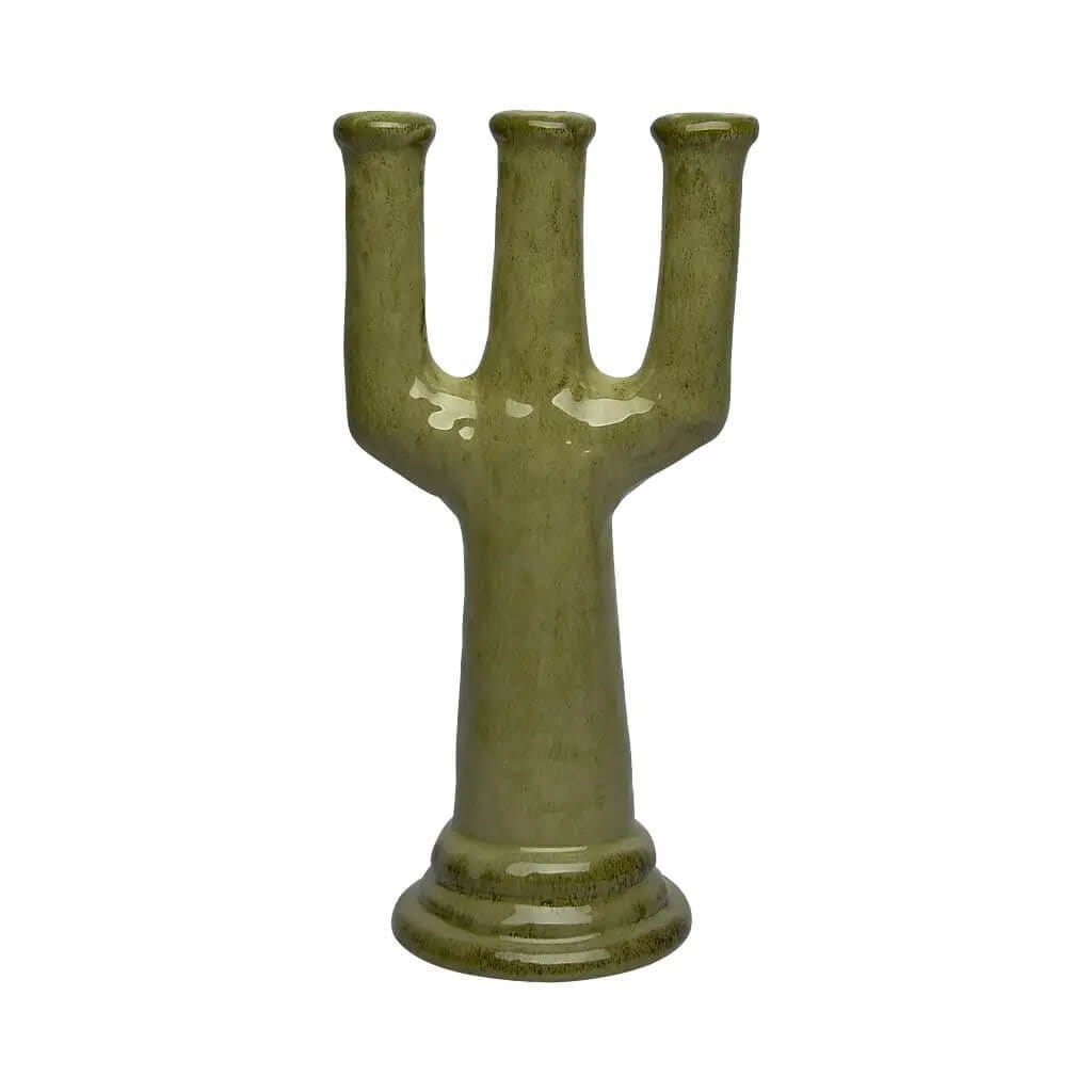 3B Pottery Khaki Candlestick Holder|||