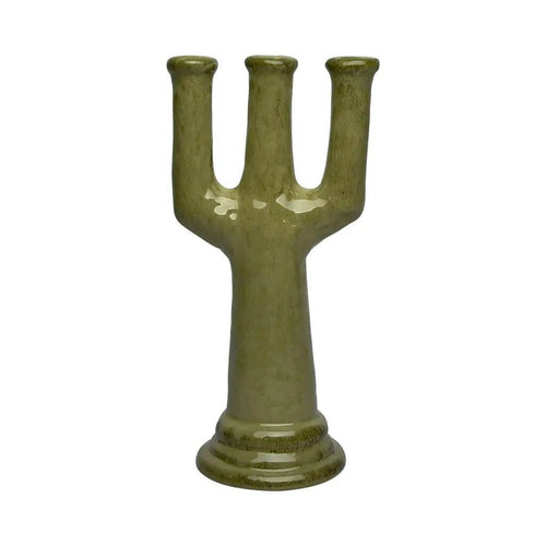 3B Pottery Khaki Candlestick Holder|||