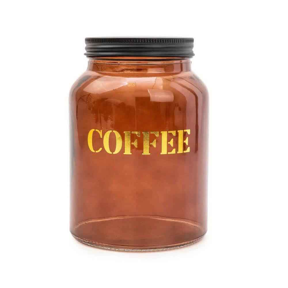 Vintage Amber 'Coffee' Gold Glass Storage Jar