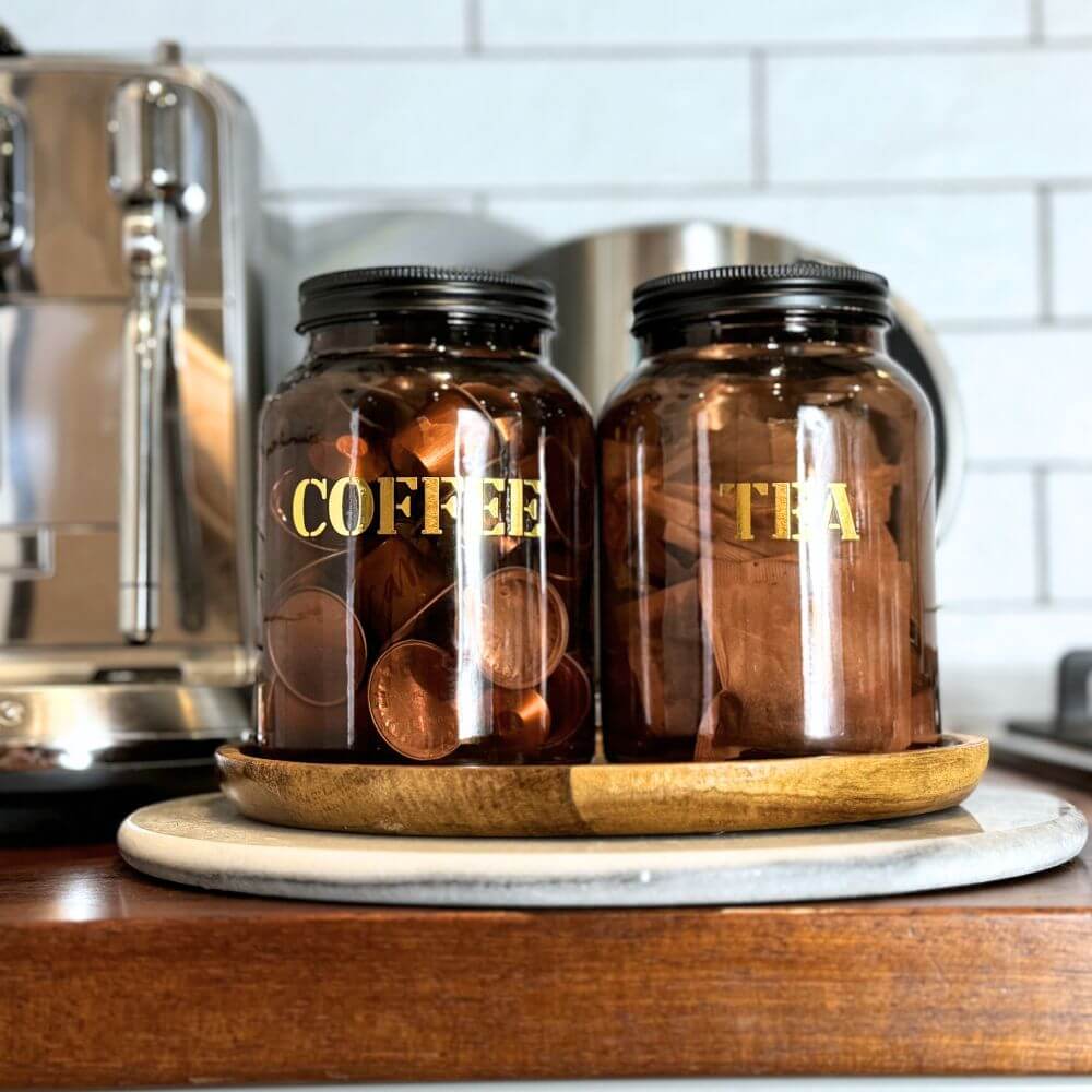 Vintage Amber 'Coffee' Gold Glass Storage Jar