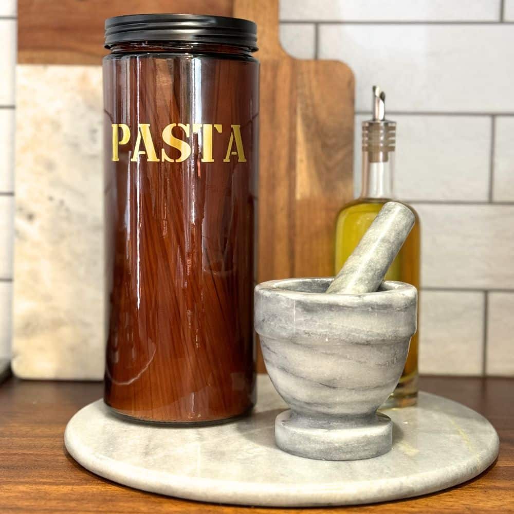 Vintage Amber 'Pasta' Gold Glass Storage Jar