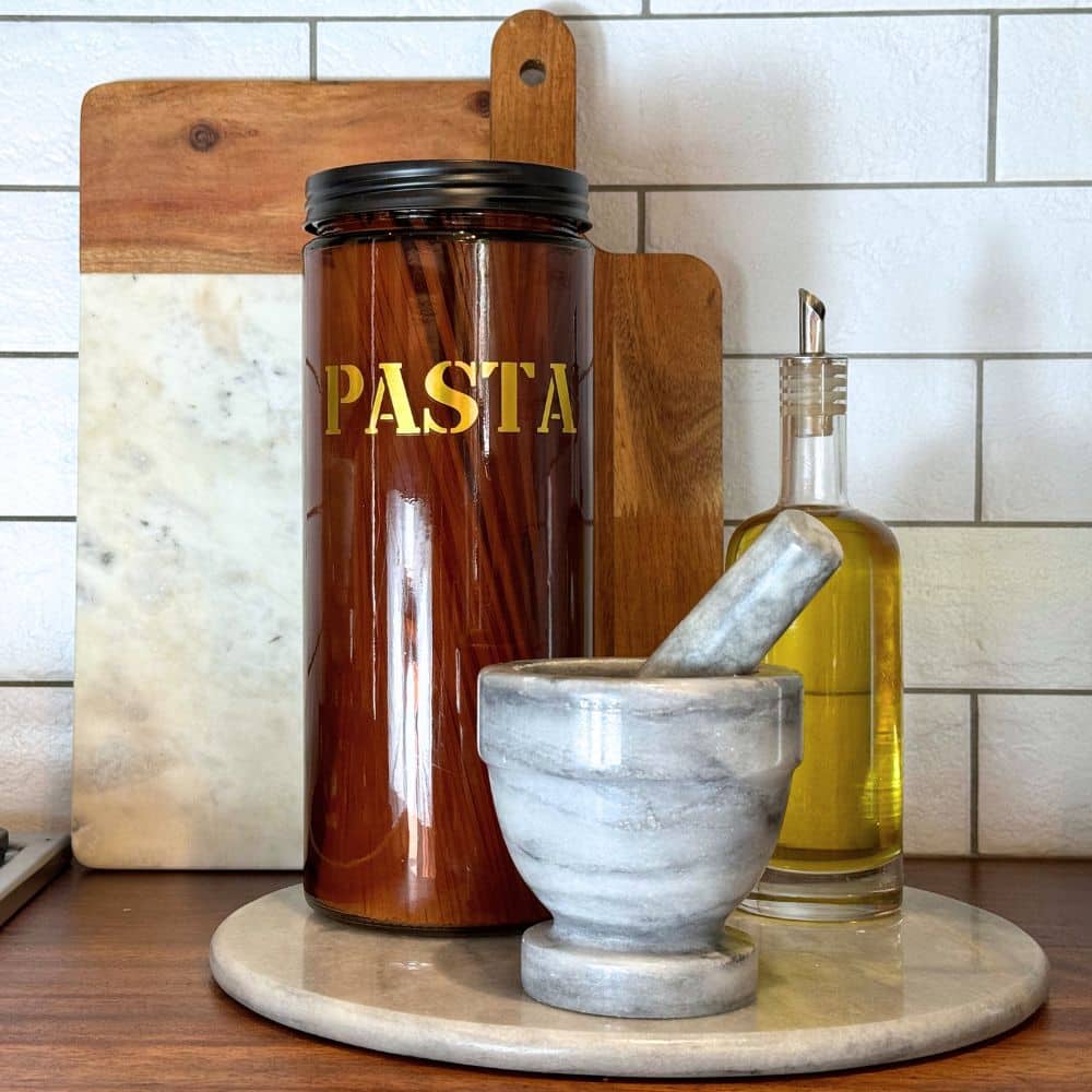 Vintage Amber 'Pasta' Gold Glass Storage Jar