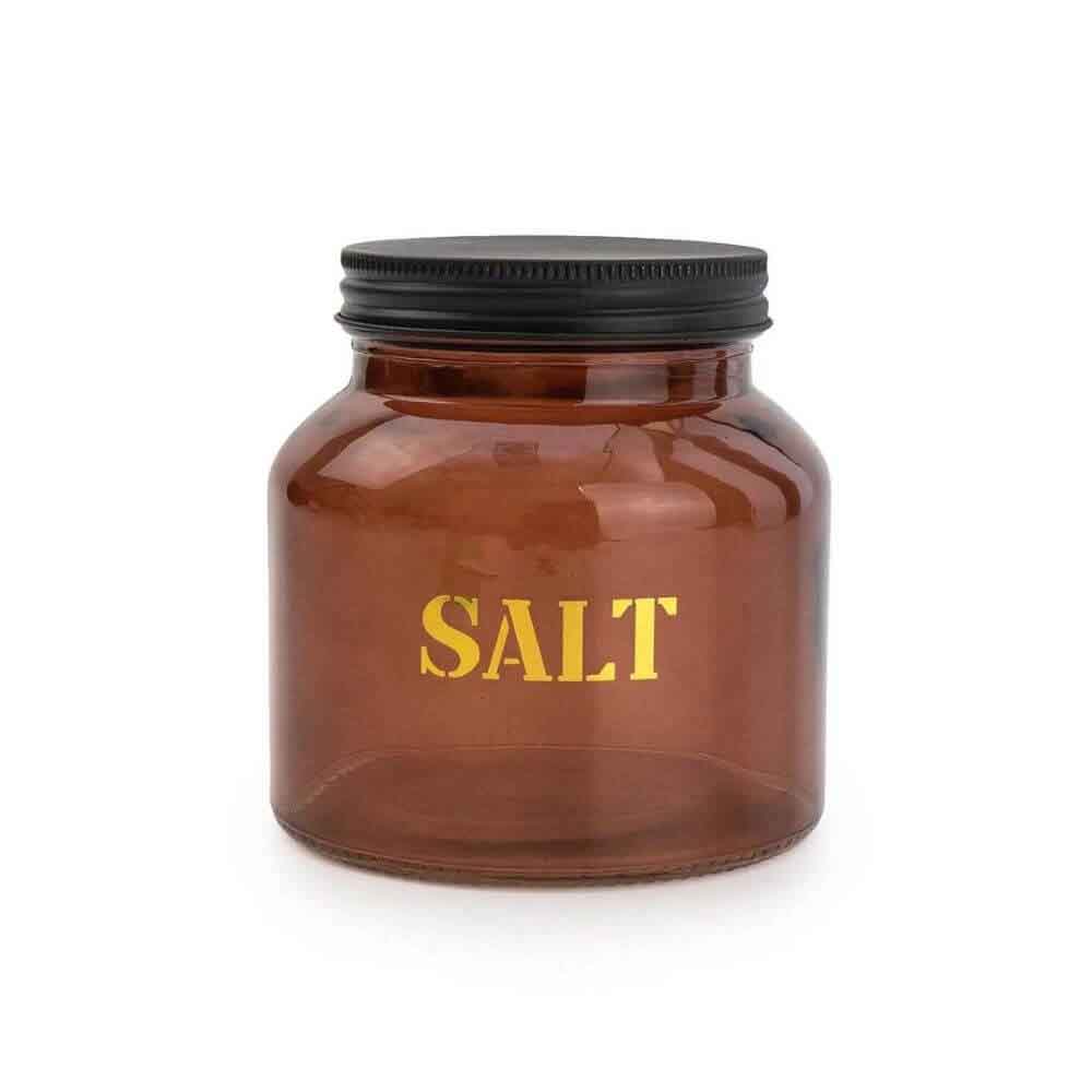 Vintage Amber 'Salt' Gold Glass Storage Jar