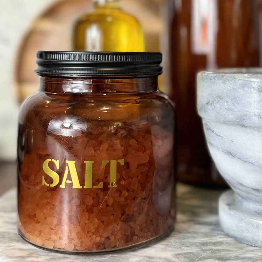 Vintage Amber 'Salt' Gold Glass Storage Jar