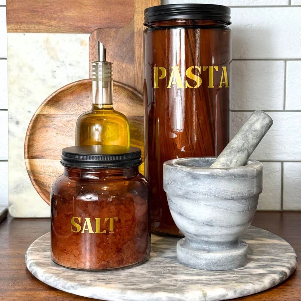 Vintage Amber 'Salt' Gold Glass Storage Jar