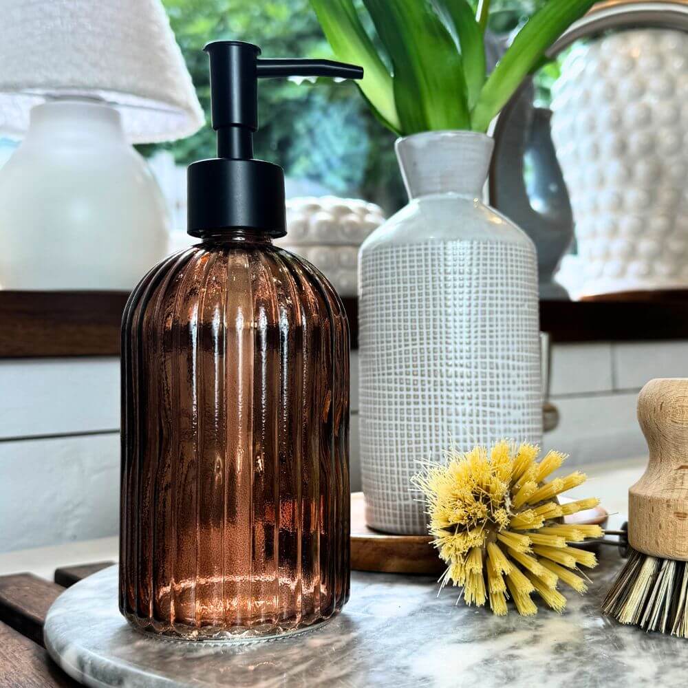 Amber Glass Soap Dispenser