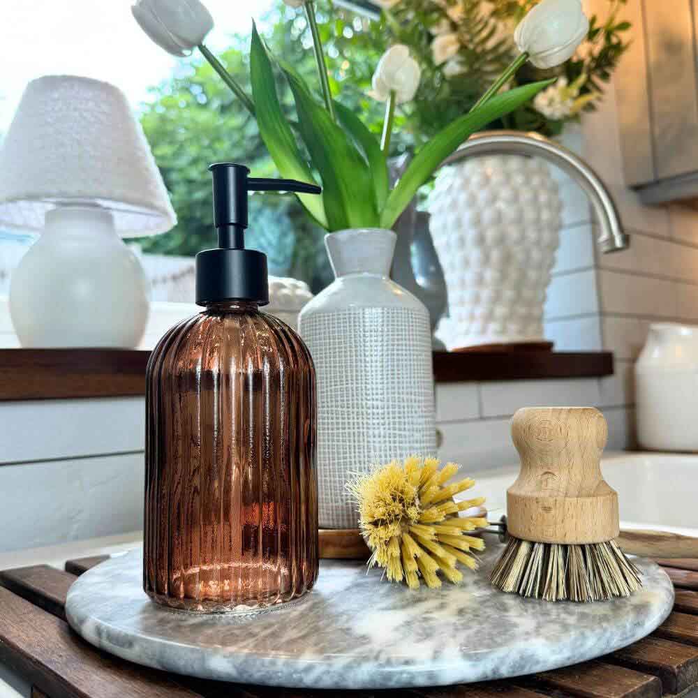 Amber Glass Soap Dispenser