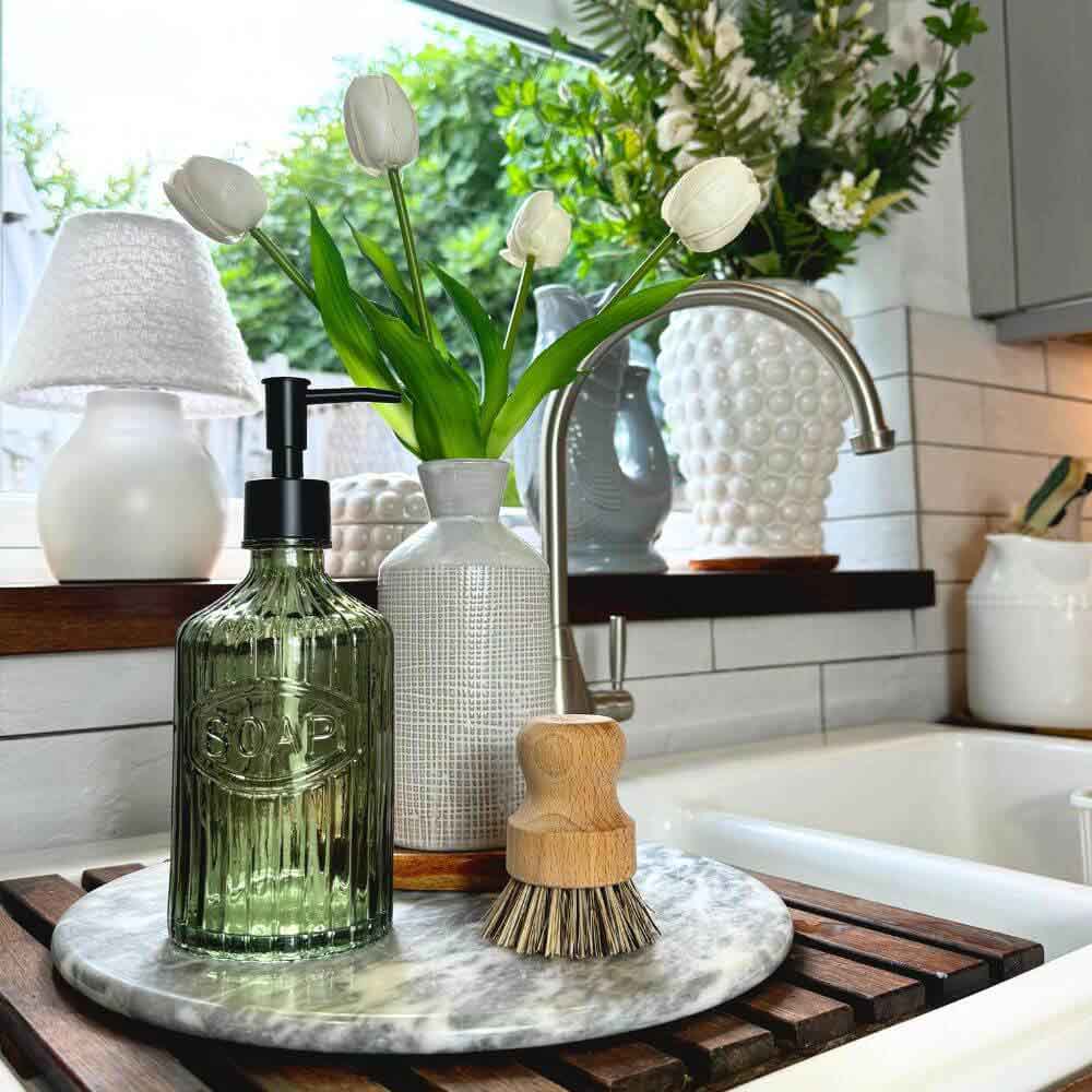 Green Glass Soap Dispenser