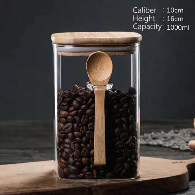 Kitchen Storage Box with Bamboo Lid & Spoon - 100ml