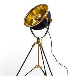 Black and Brass Large Tripod Table Lamp