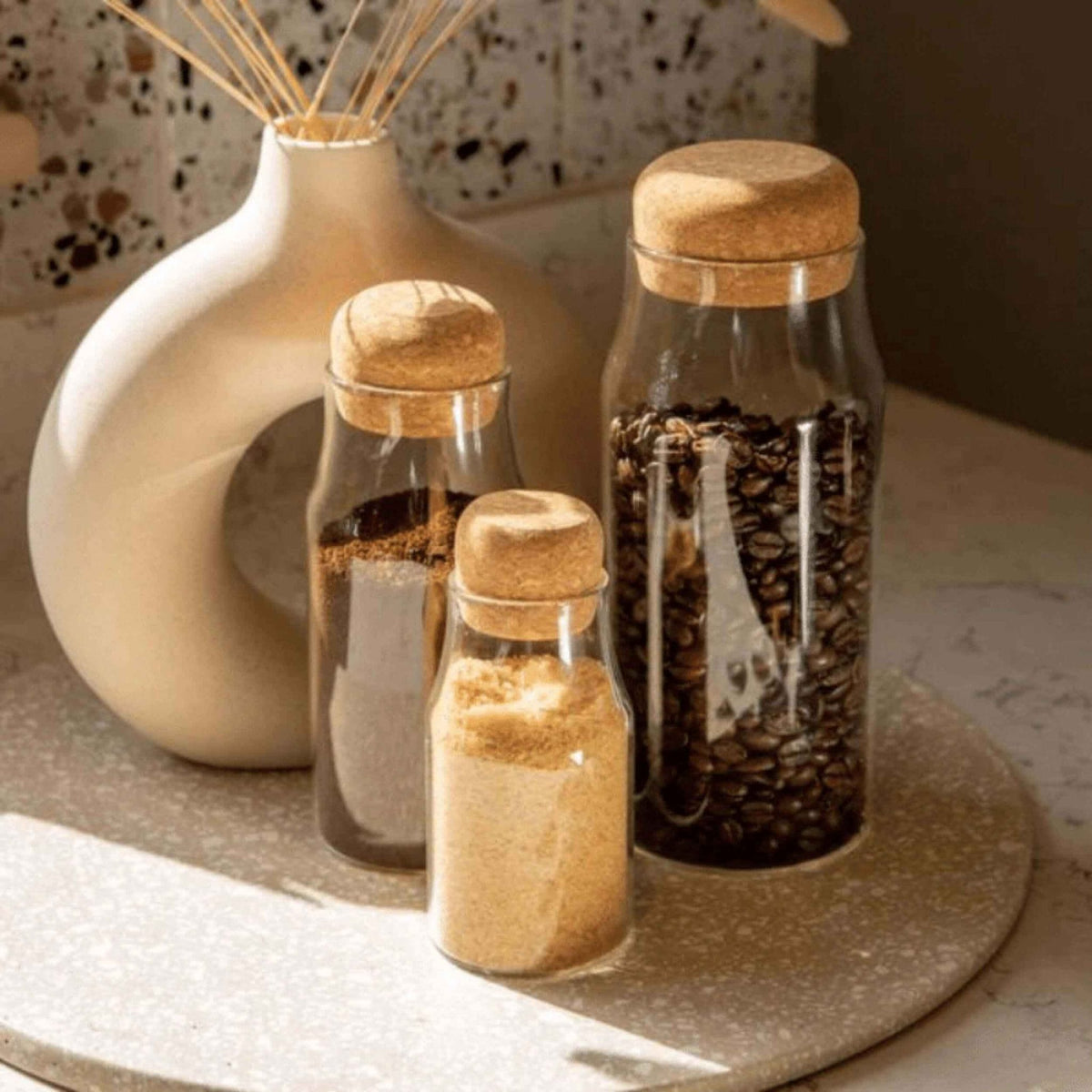 Glass Storage Bottle With Cork Lid
