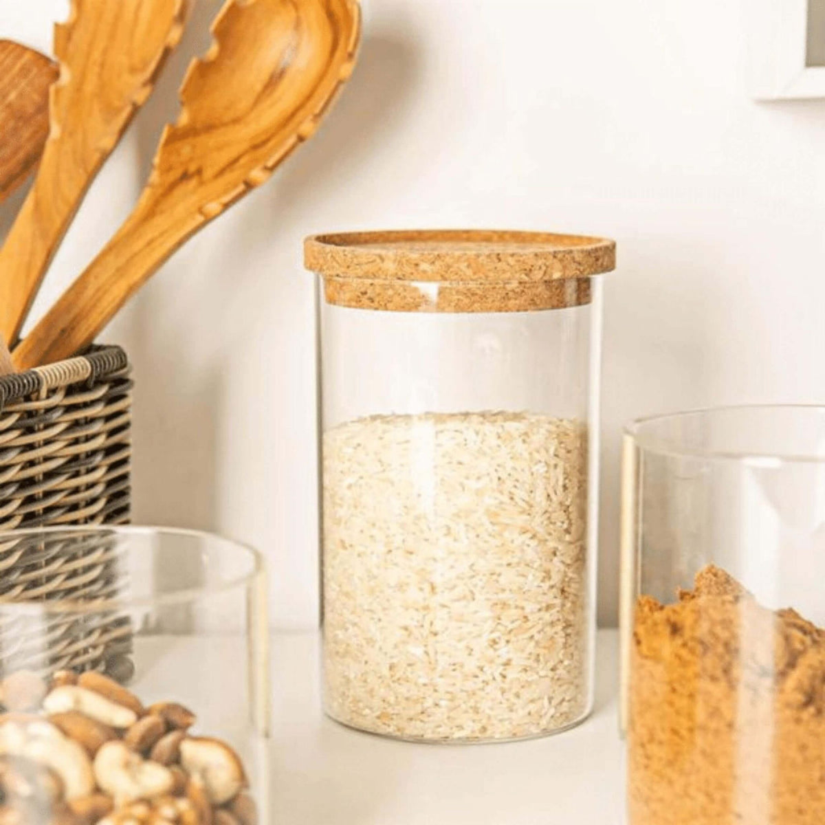 Glass Storage Jar With Cork Lid - 1L