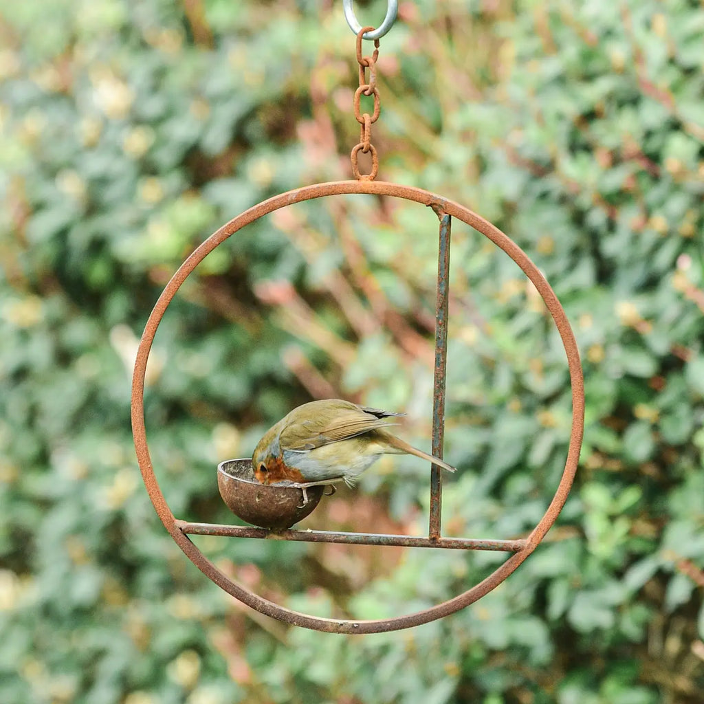 Rusty Metal Abstract Hanging Bird Feeder