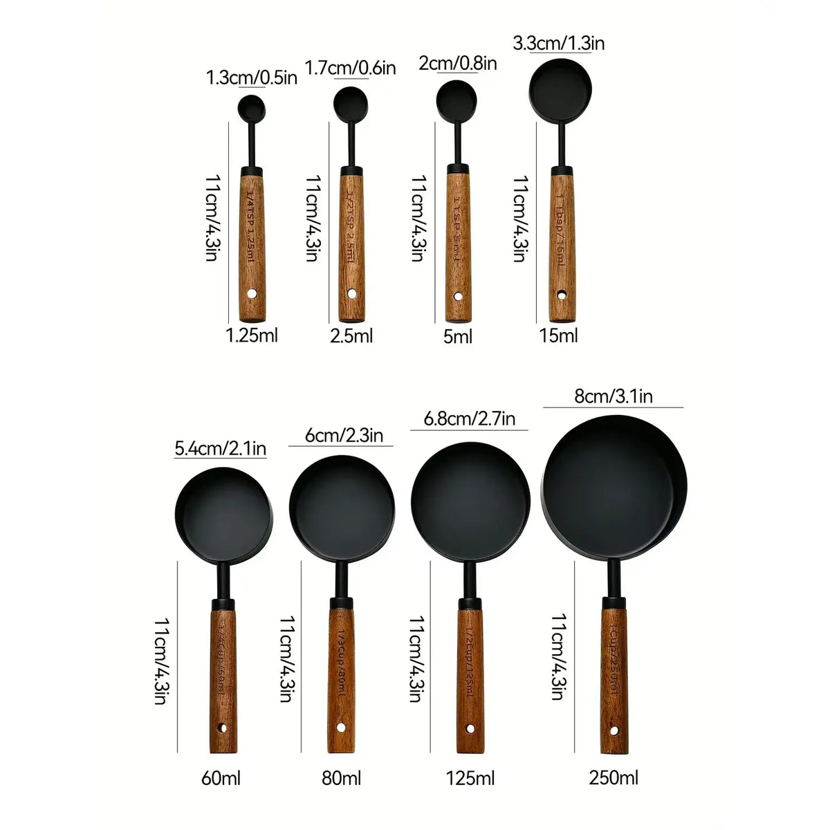 Black Stainless Steel Measuring Cups Set