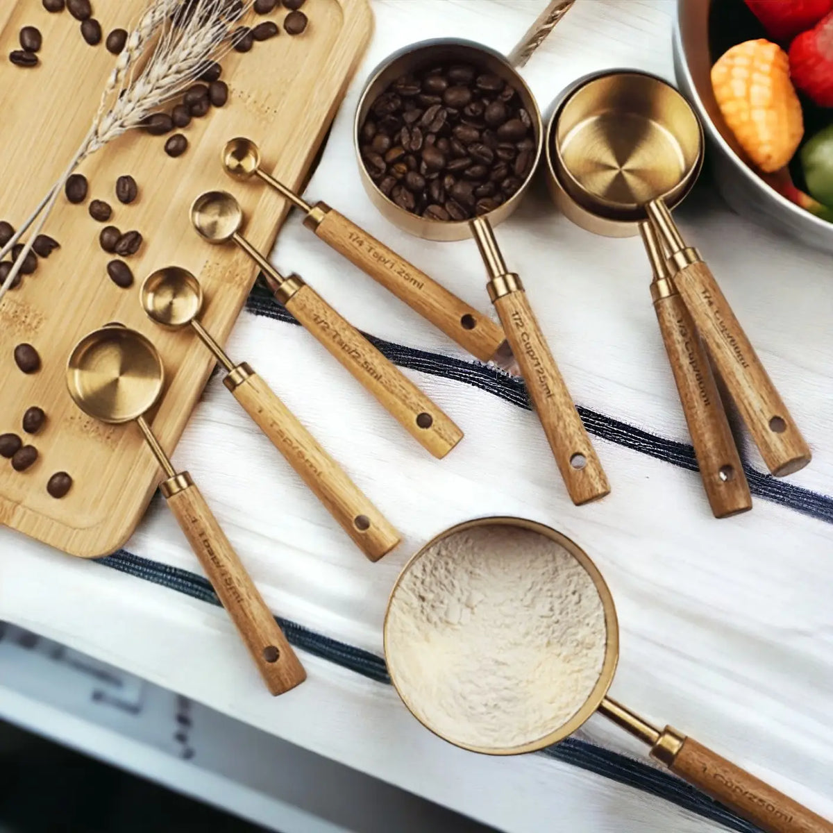 Gold Stainless Steel Measuring Cups Set