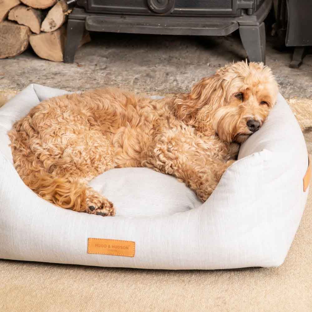 Luxury Plush Grey Dog Bed