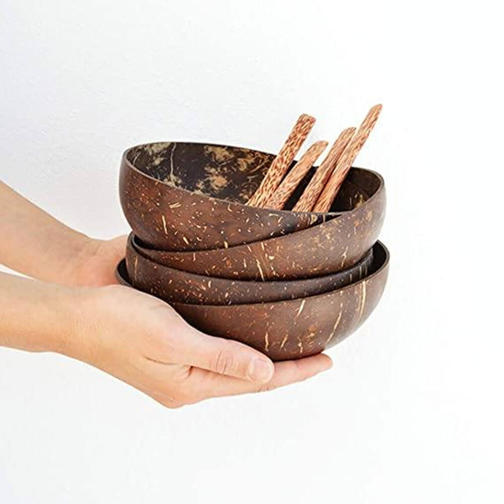Natural Coconut Bowl & Bamboo Spoon Set