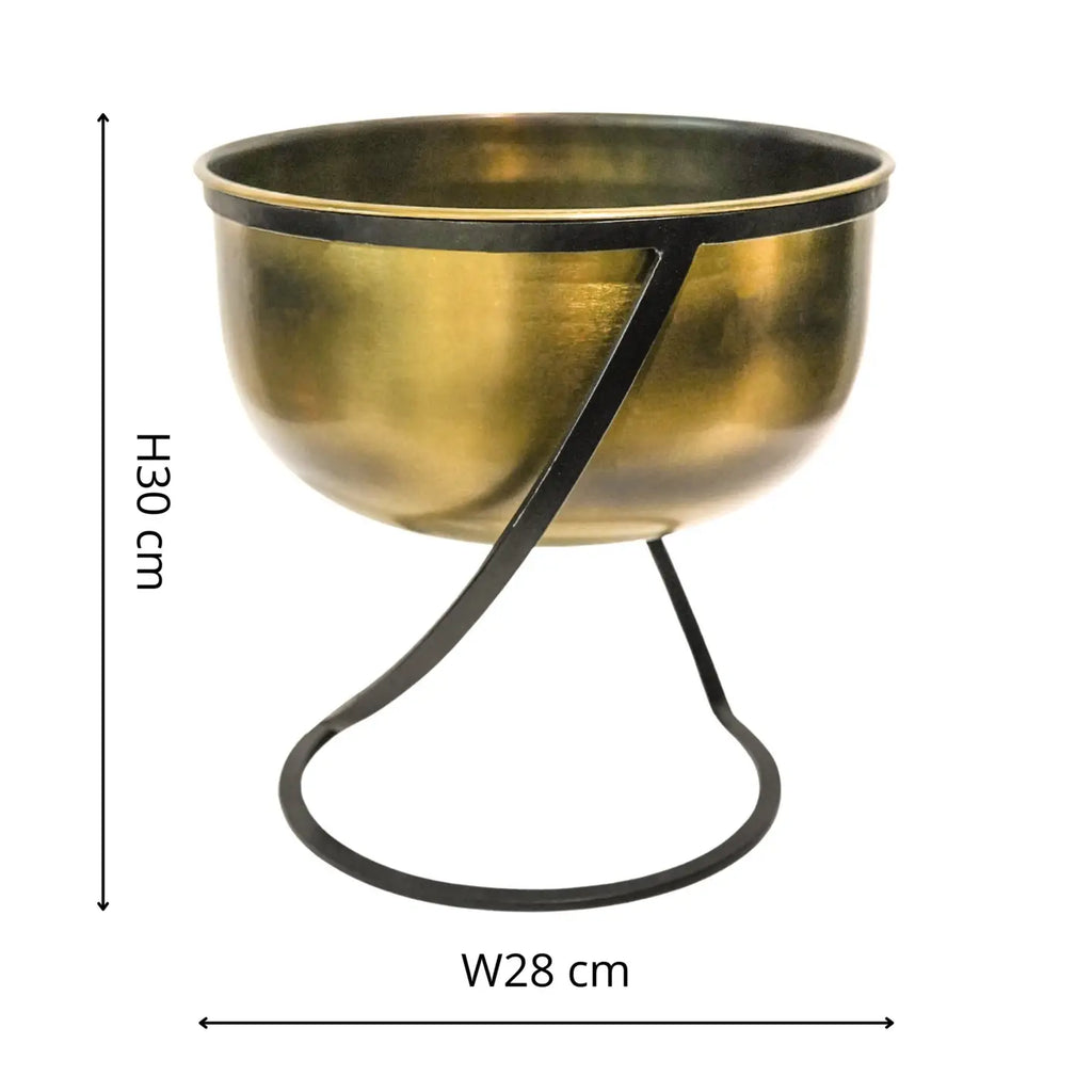 Kensington Brass Effect Metal Bowl Indoor Planter On Stand