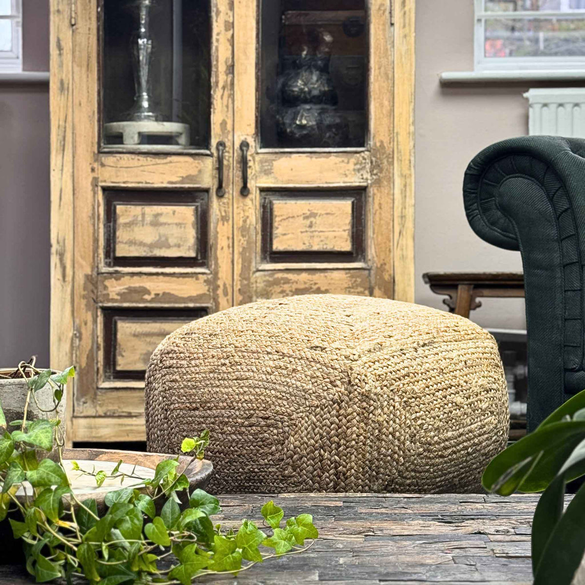 Jute Braided Pouffe