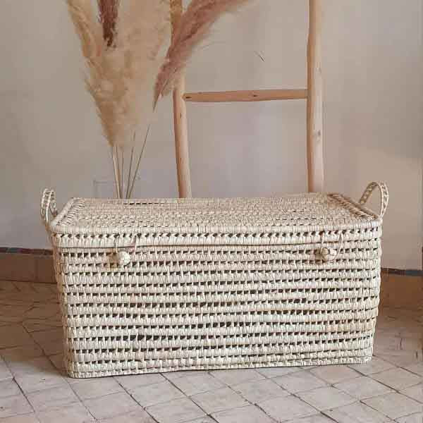 Palm Leaf Wicker Storage Chest