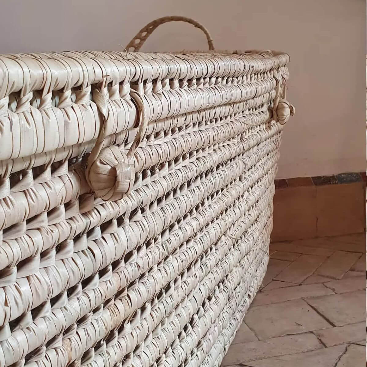 Palm Leaf Wicker Storage Chest