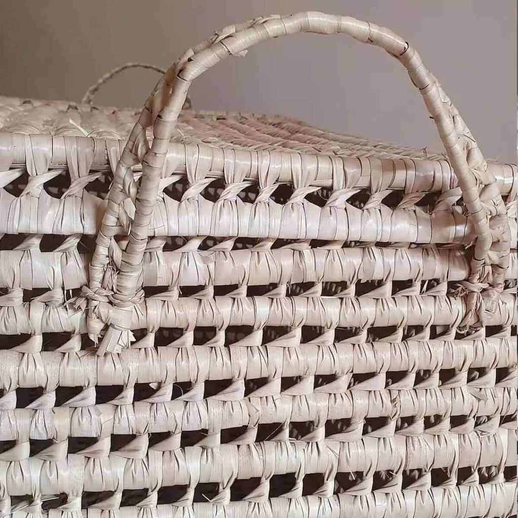 Palm Leaf Wicker Storage Chest