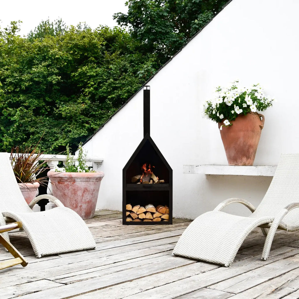 Outdoor Henley Metal Fireplace with Grill Iron