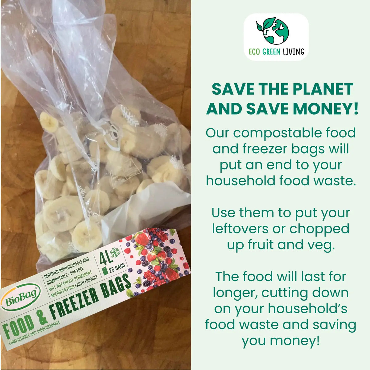 4L Food & Freezer Bags | 1 Roll of 25 Bags