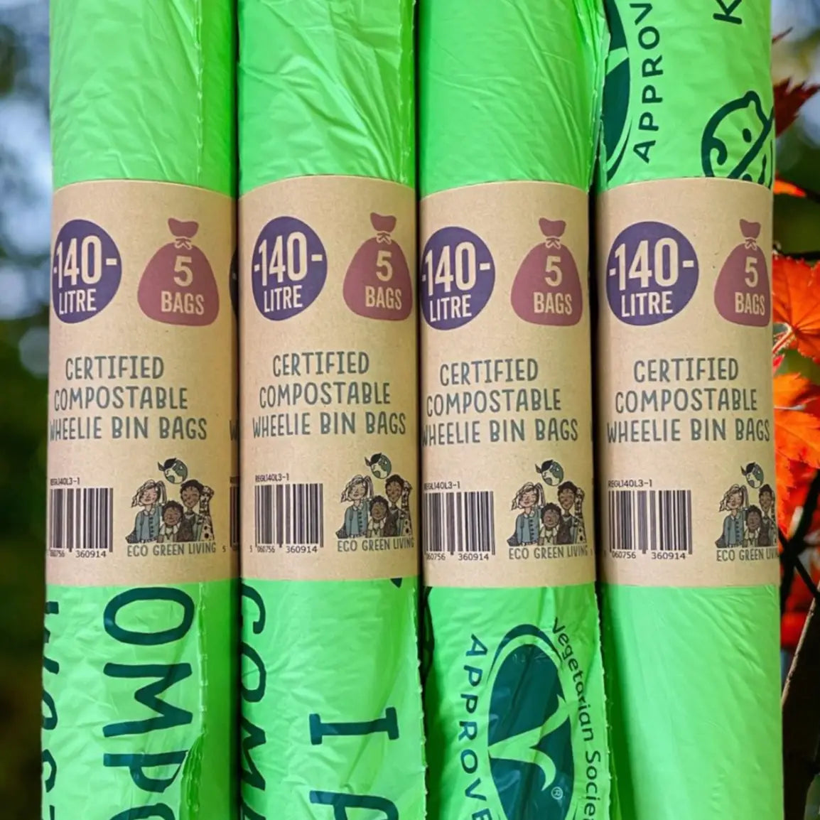 140L Compostable Waste Bags | 1 Roll of 5 Bags | Eco Green Living