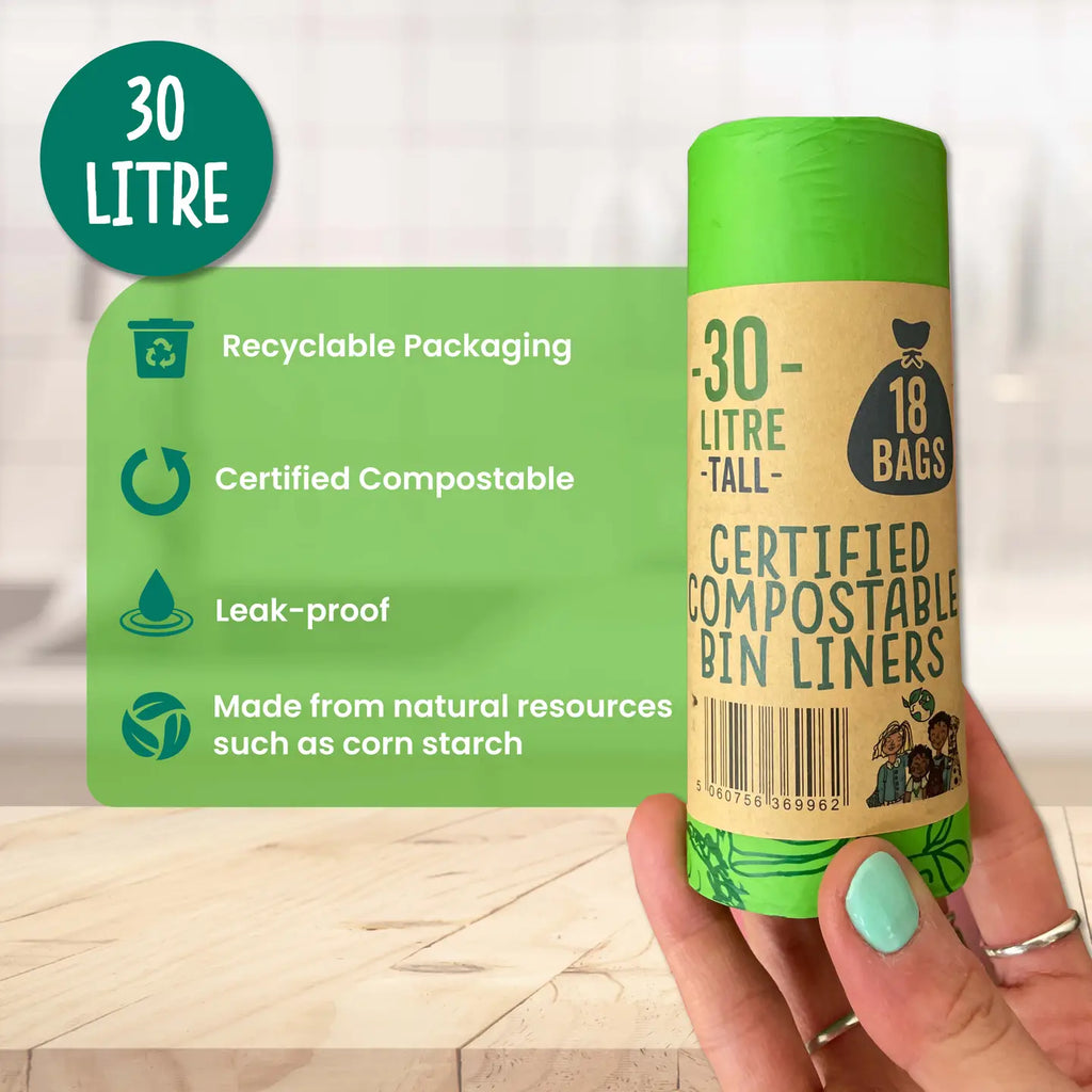 Compostable Bin Liners (30 Litre) | 1 Roll of 18 Bags