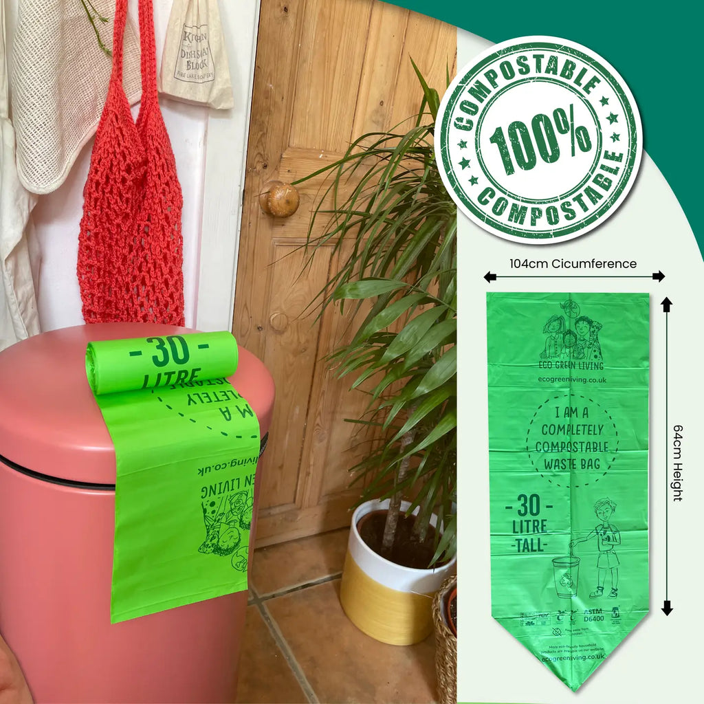 Compostable Bin Liners (30 Litre) | 1 Roll of 18 Bags