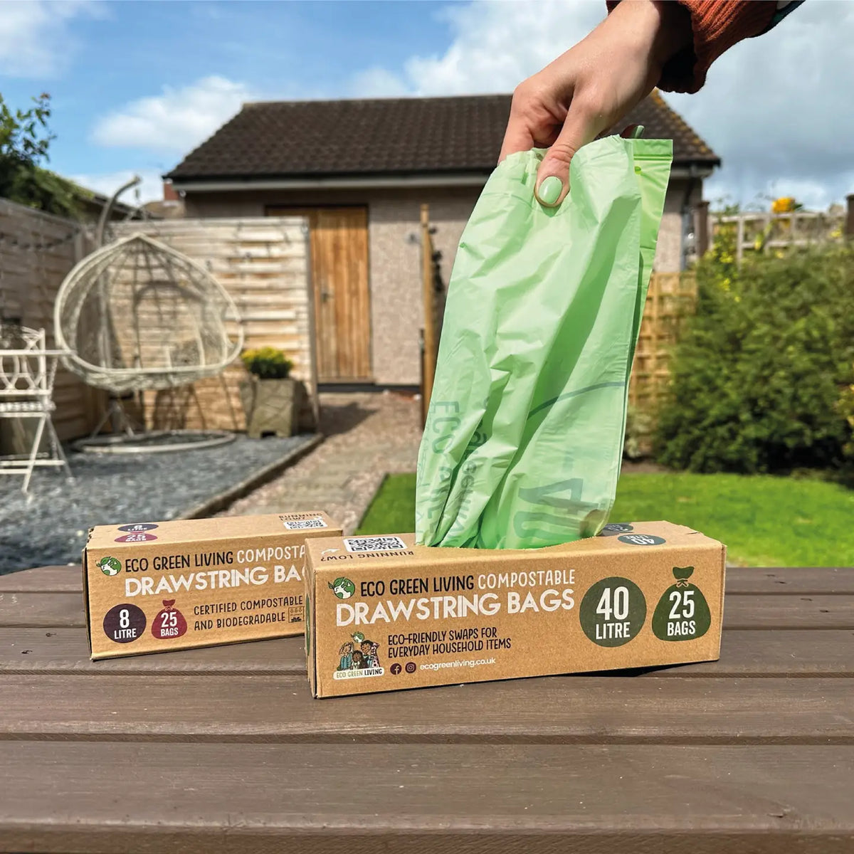 Compostable Drawstring Bin Bags | 40 Litre (25 Bags)