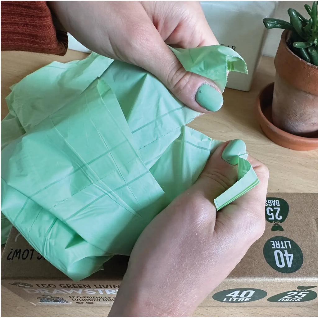 Compostable Drawstring Bin Bags | 40 Litre (25 Bags)