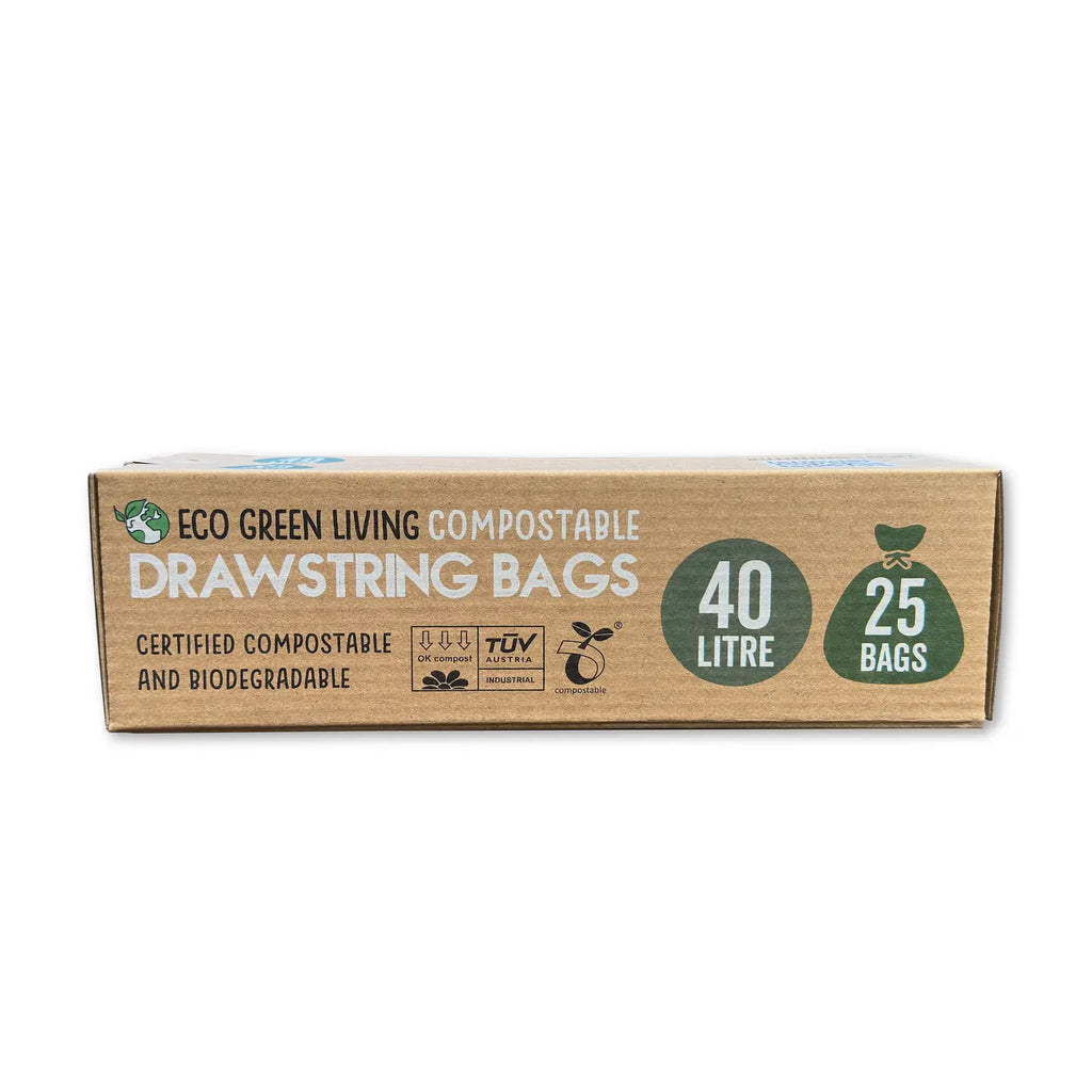 Compostable Drawstring Bin Bags | 40 Litre (25 Bags)