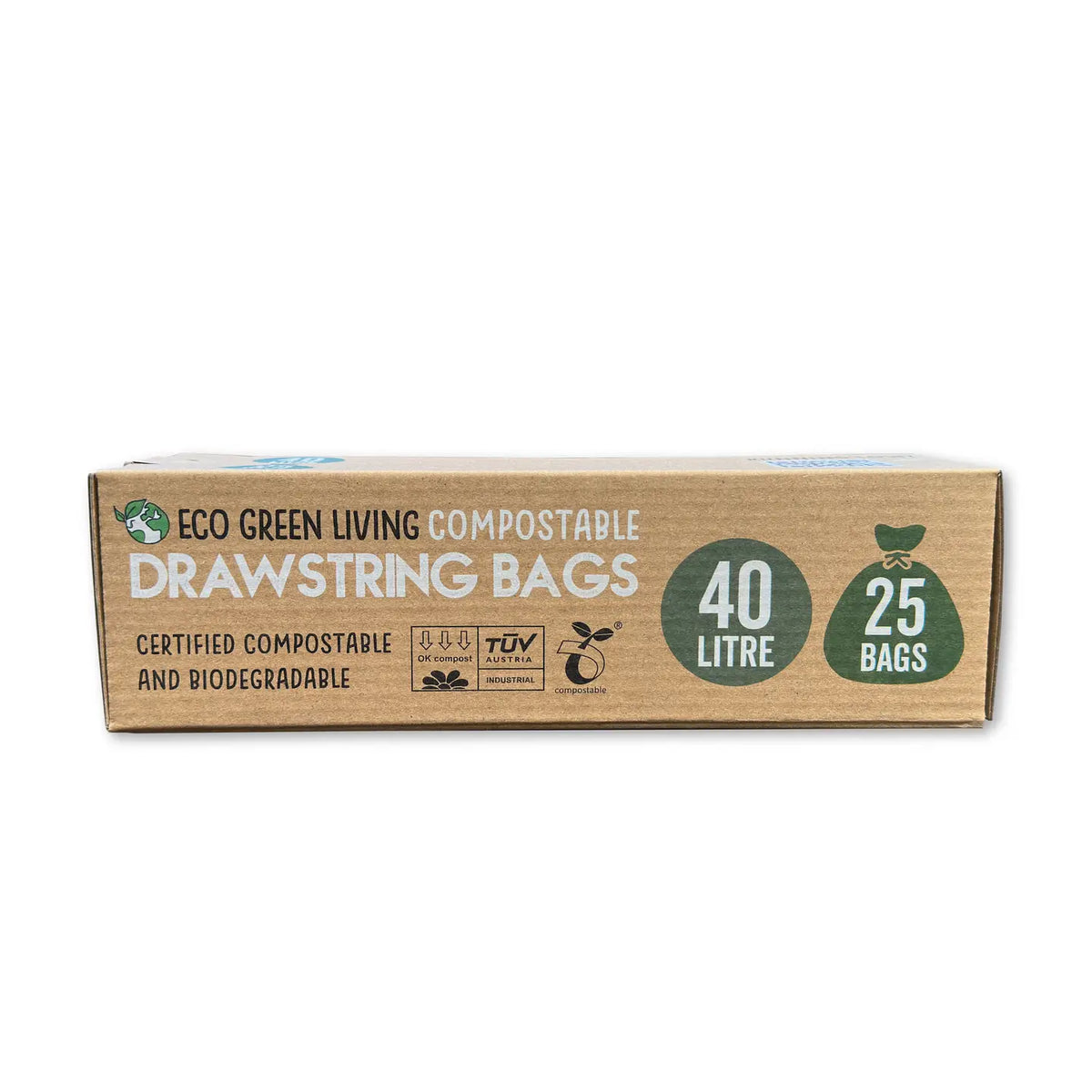 Compostable Drawstring Bin Bags | 40 Litre (25 Bags)