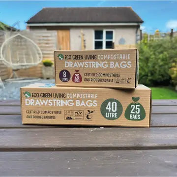 Compostable Drawstring Bin Bags | 8 Litre (25 Bags)