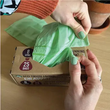Compostable Drawstring Bin Bags | 8 Litre (25 Bags)