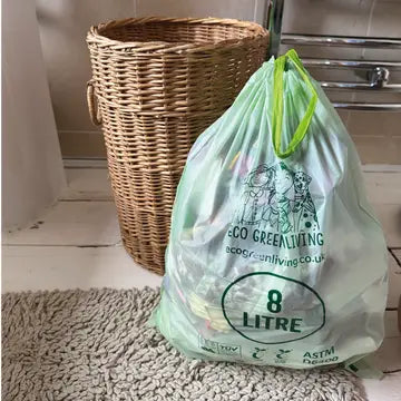 Compostable Drawstring Bin Bags | 8 Litre (25 Bags)