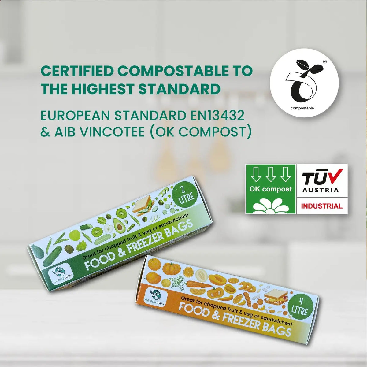 4 Litre Certified Compostable Food & Freezer Bags (25 Bags)
