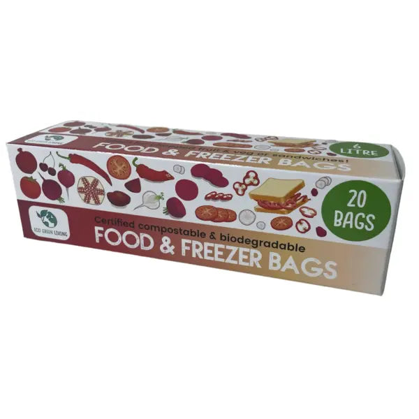 6 Litre Certified Compostable Food & Freezer Bags (20 Bags)