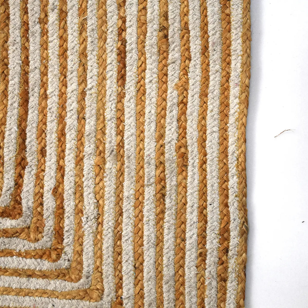 White Rectangle Jute Braided Rug