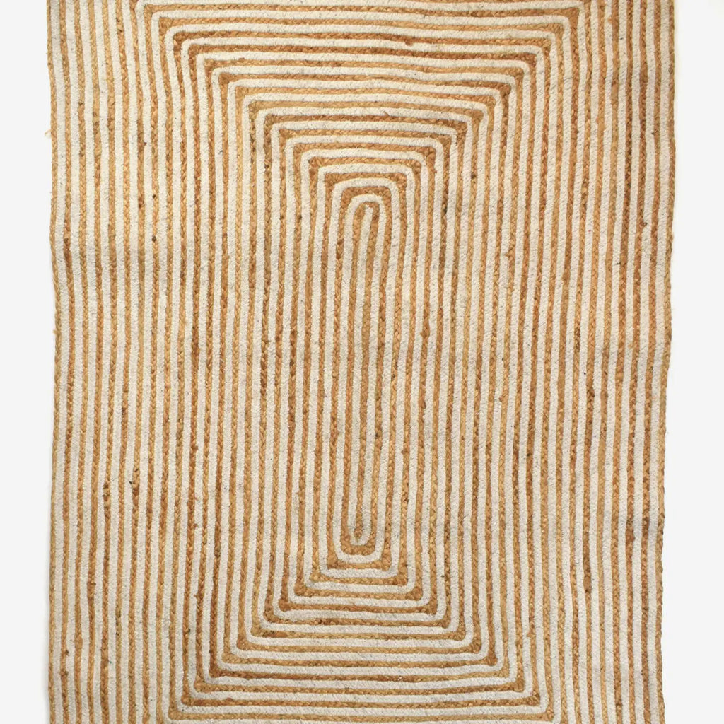 White Rectangle Jute Braided Rug