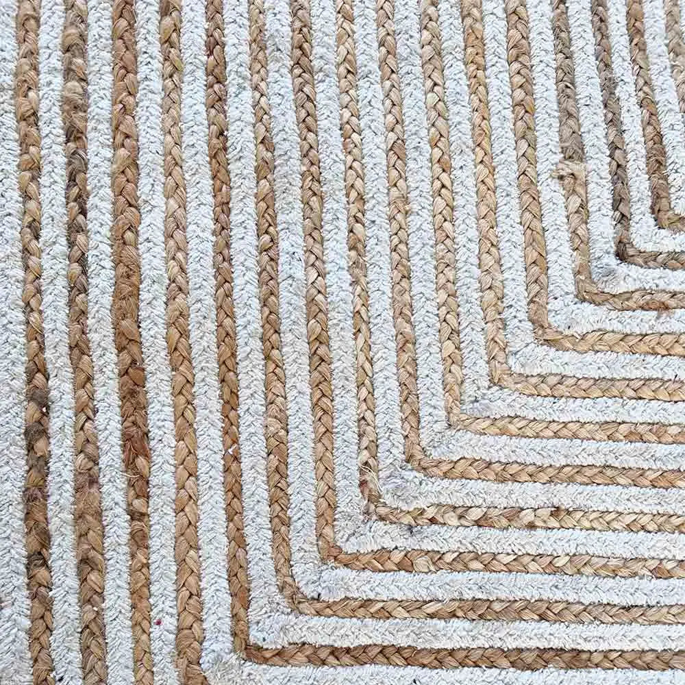 White Rectangle Jute Braided Rug