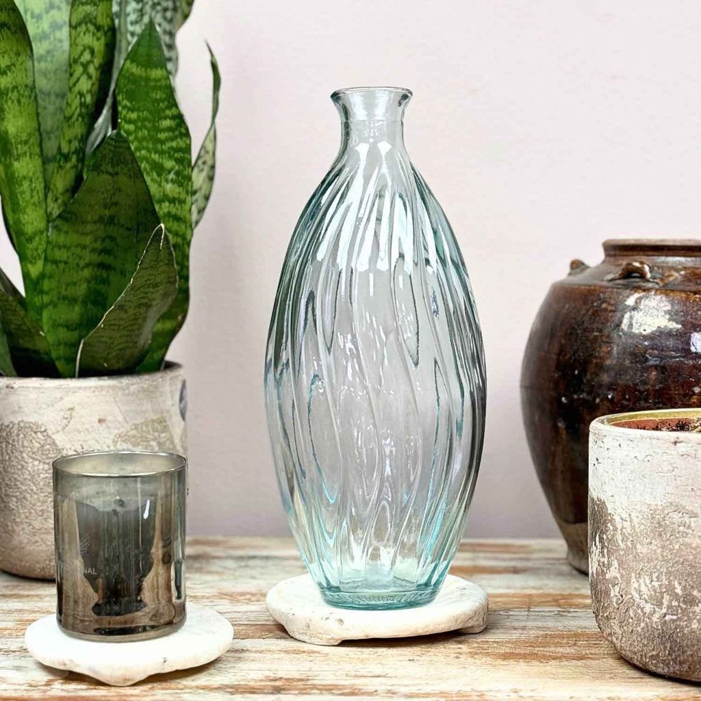 Recycled Glass Spiral Vase