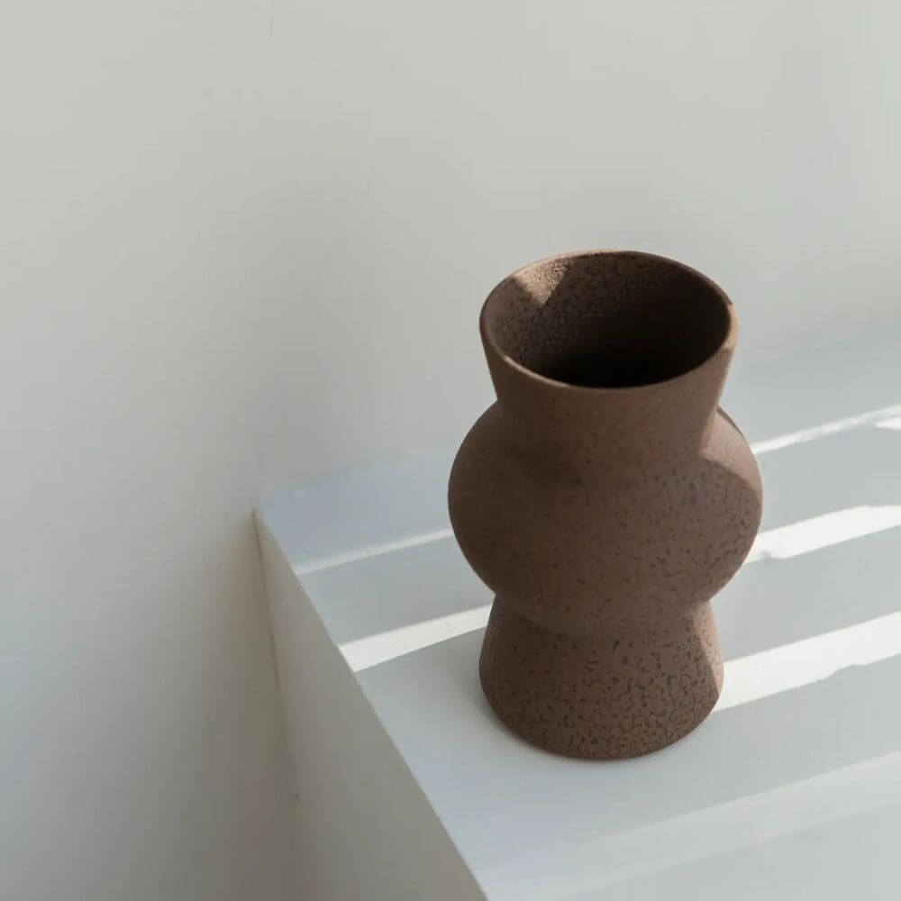 Melas Glazed Brown Vase - Handmade